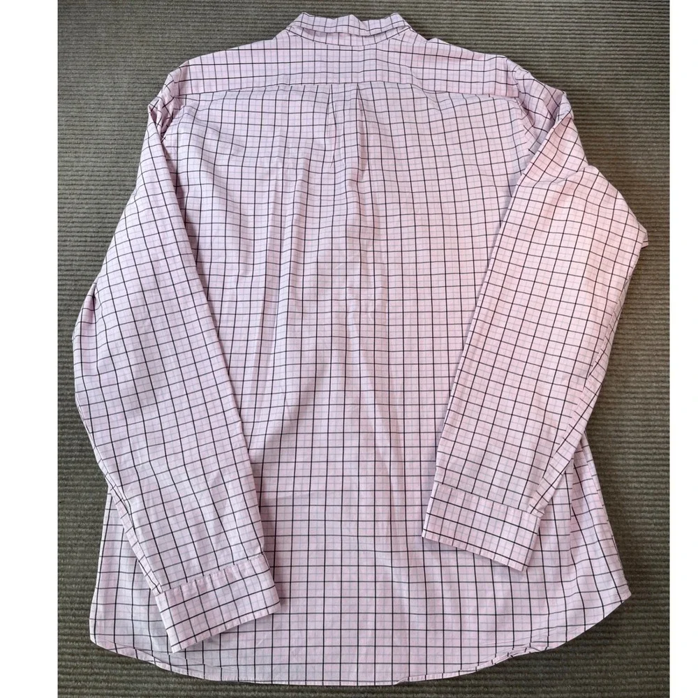 J.Crew Mens XLT Pink Windowpane Secret Wash Stretch Classic Button Down